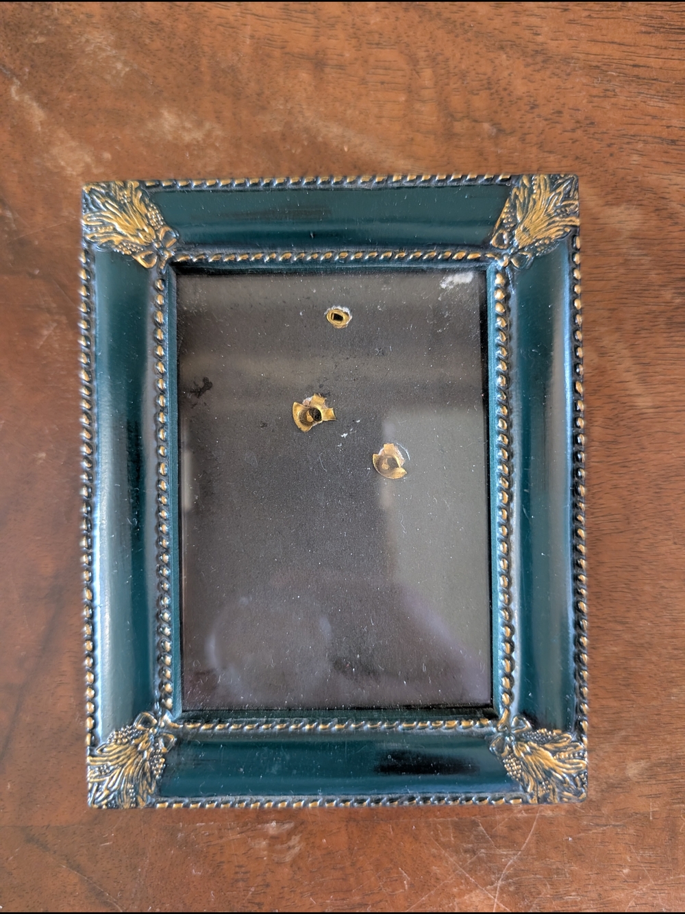 Ornate Miniature Victorian Style Frame - Forest Green & Gold - Velvet Backed